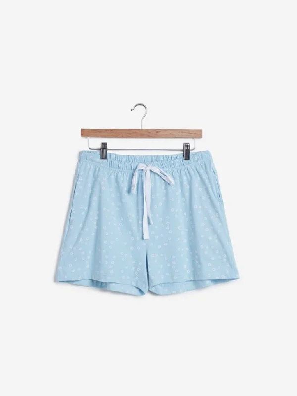 Denim Women Shorts with Distressed Details for a Casual VibeWunderlove Blue Floral Printed Shorts