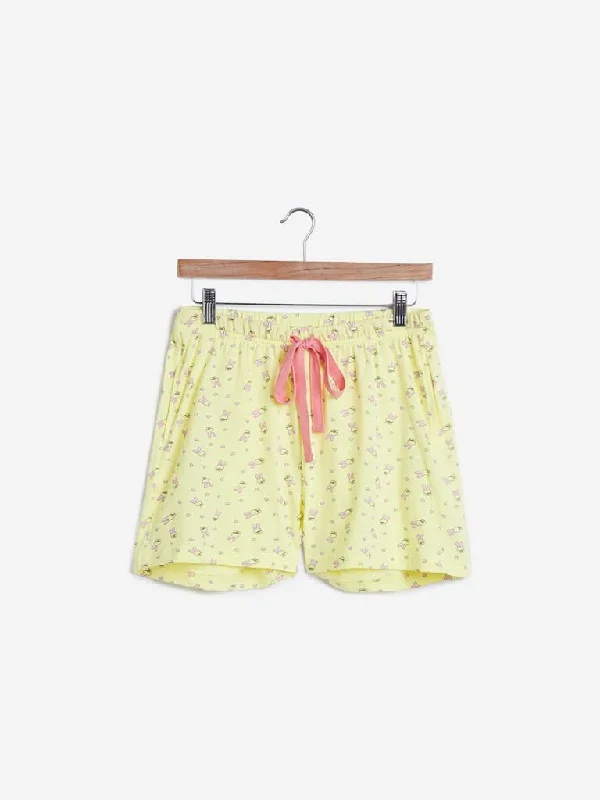 Printed Floral Women Shorts for a Summer - Ready StyleWunderlove Yellow Bunny Printed Shorts