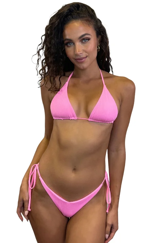 High - performance bikini with quick - drying fabric for active swimmersARISTA TRIANGLE TOP- RIBBED BARBIE PINK