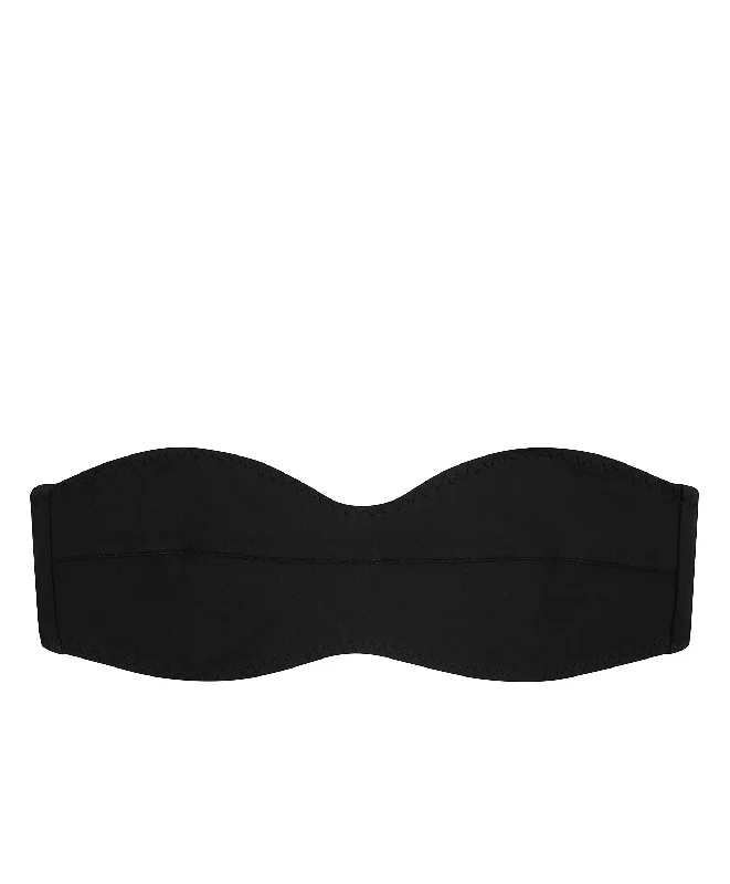 Long - line bikini top for added support and a fashionable lookbandeau bikini top