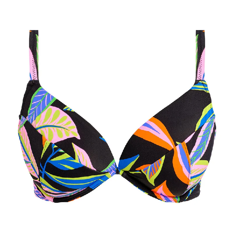 Long - line bikini top for added support and a fashionable lookDesert Disco Multi Underwired Moulded Plunge Bikini Top