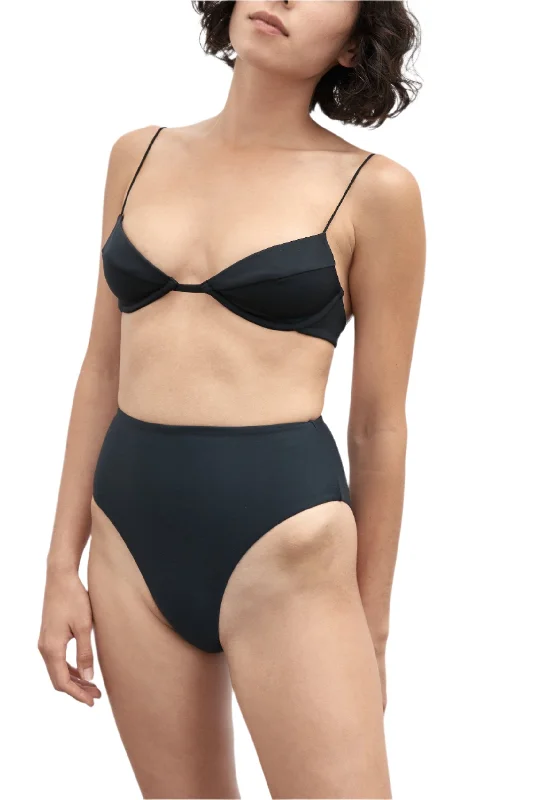 Neon - colored bikini to stand out on the beachFine Strap Almond Top | Black