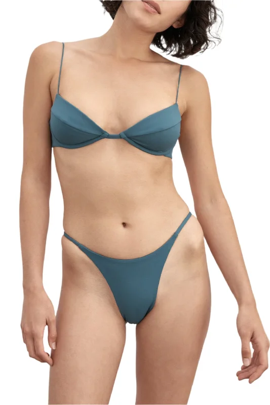 High - waisted bikini for a retro and tummy - flattering lookFine Strap Almond Top | Midnight Blue