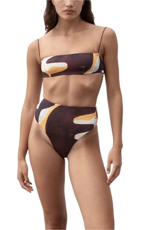 Striped bikini with a classic pattern for a timeless beach aestheticFine Strap Bandeau Top | Joan Print