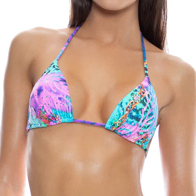 Push - up bikini top to enhance the bust for a confident beach appearanceTreasure Crystallized Seamless Triangle Top