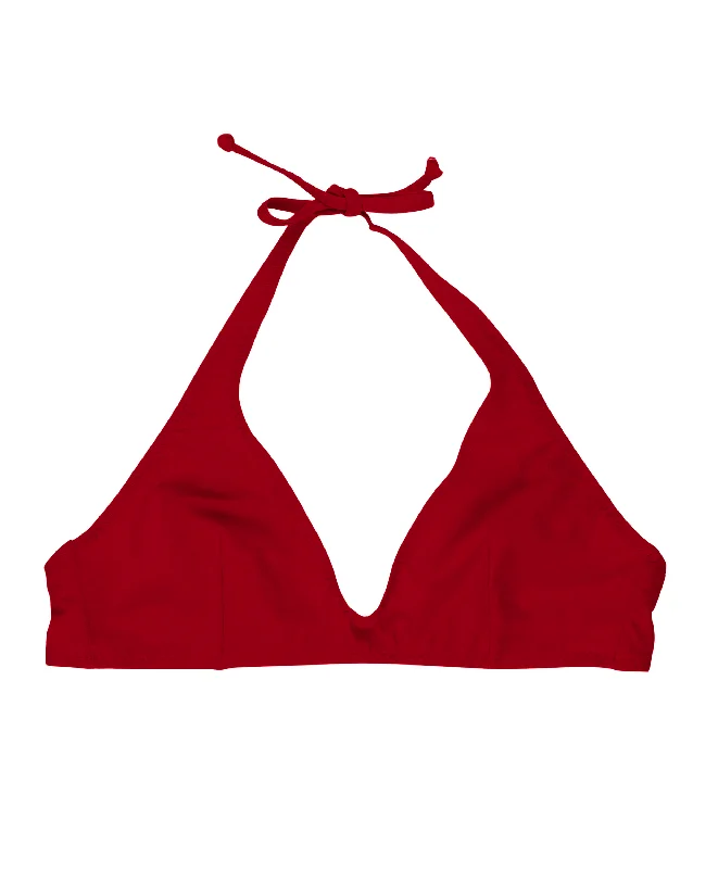 Long - line bikini top for added support and a fashionable lookhalterneck bikini top