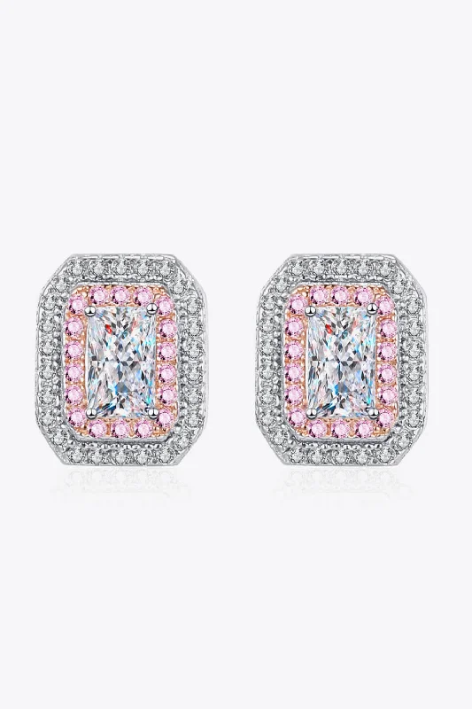 1 Carat Moissanite and Zircon Contrast Geometric Stud Earrings